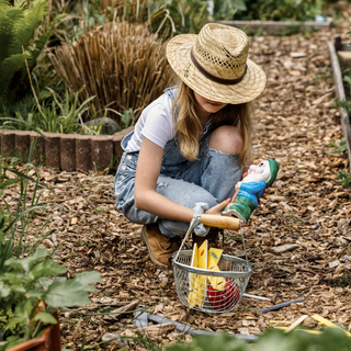 Trädgårdstomtar med skyltset